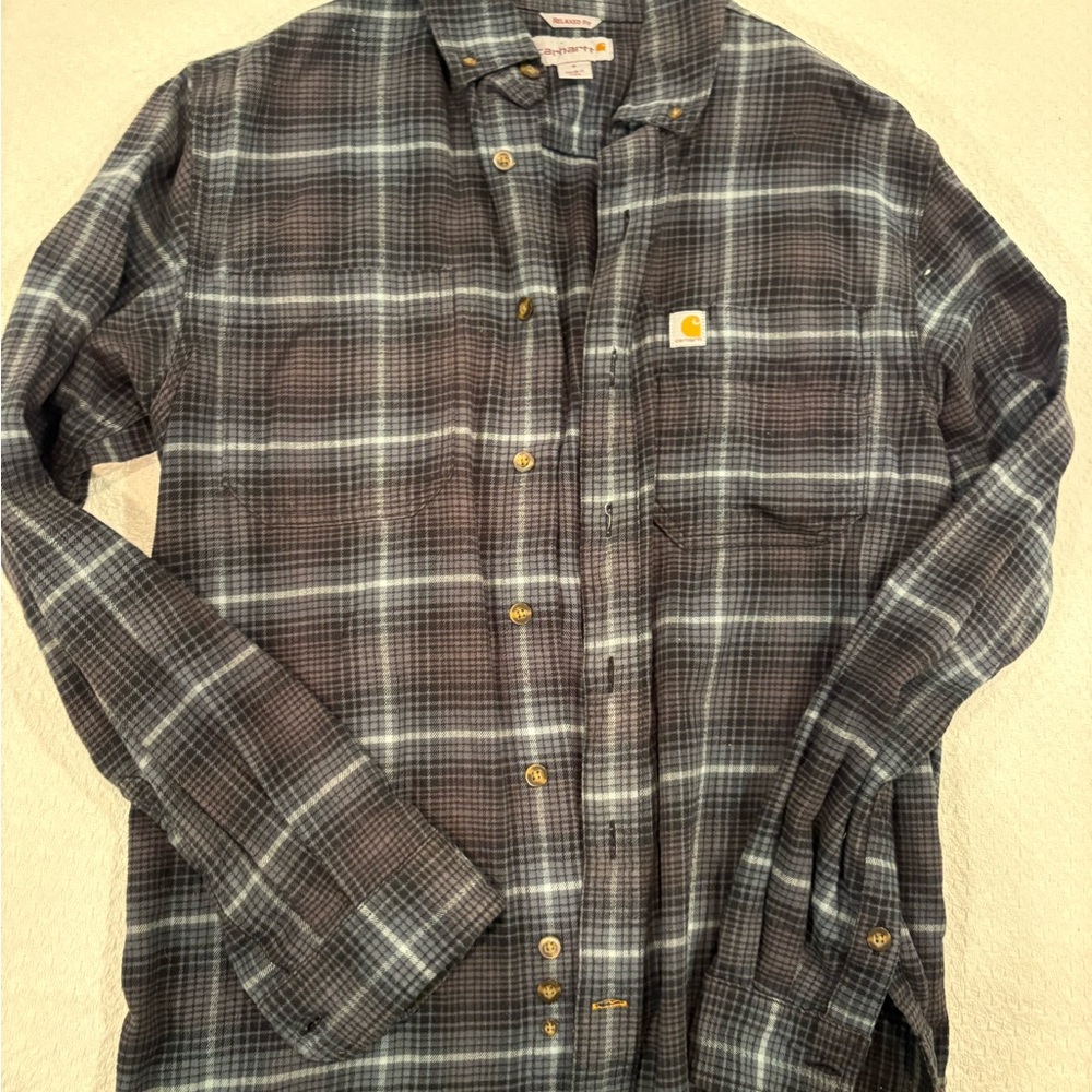 Carhartt Men's Blue and White Checkered Shirt